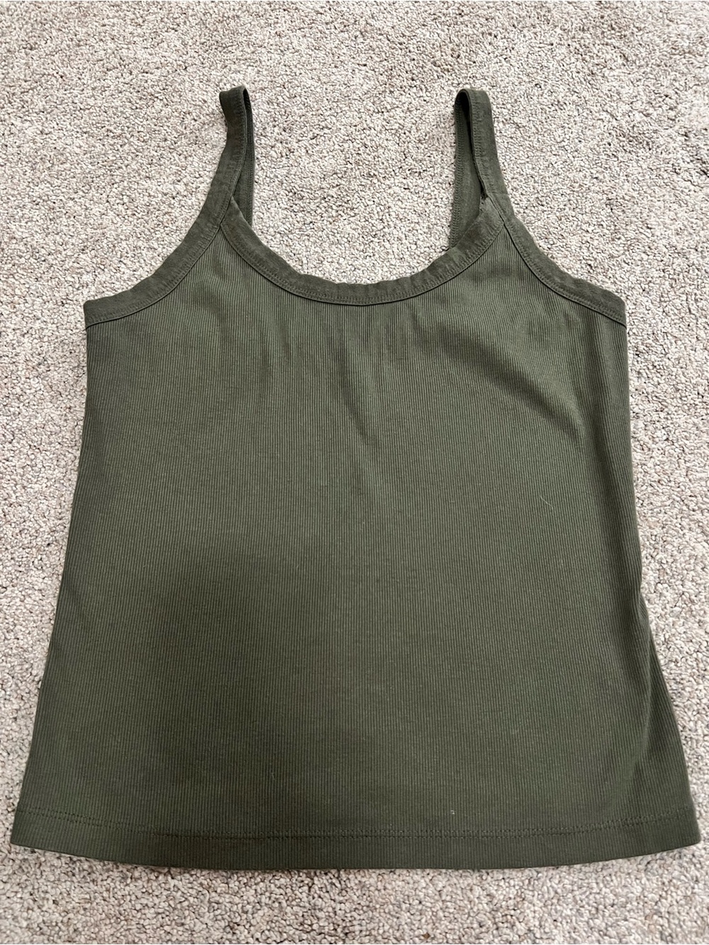 Wild Fable Classic Olive Green Ribbed Cropped Spaghetti Strap Tank Top Women's S